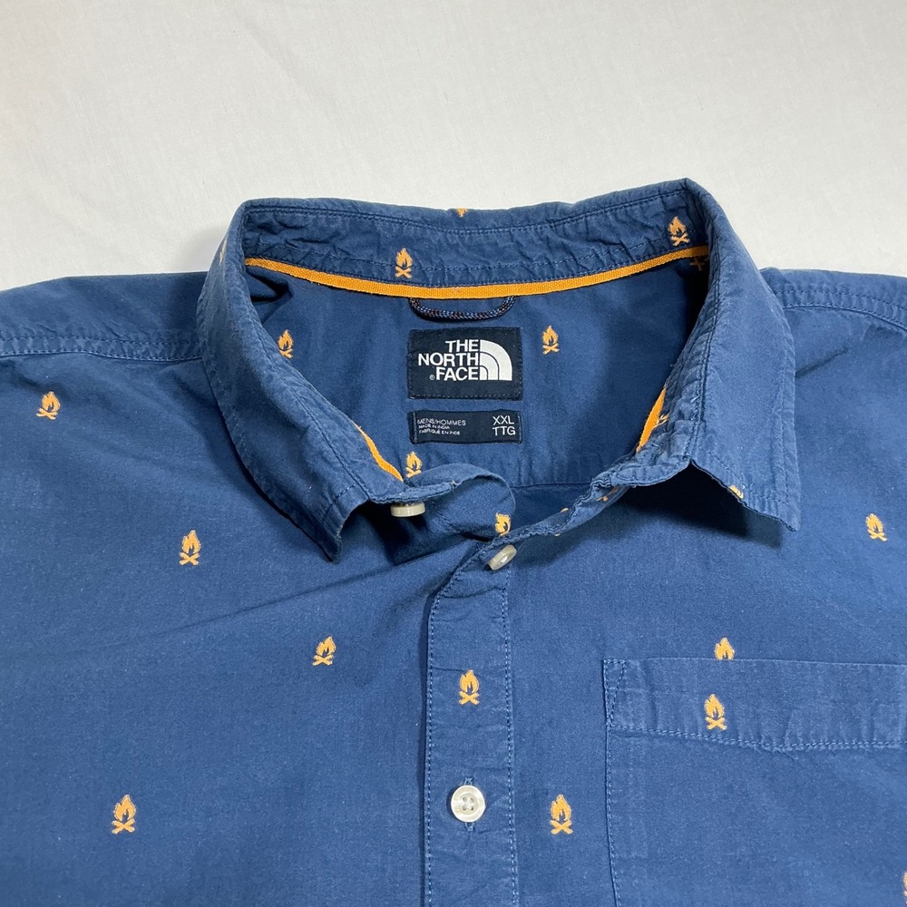 The North Face Button Down Shirt Campfire Print‎ Short Sleeve XXL